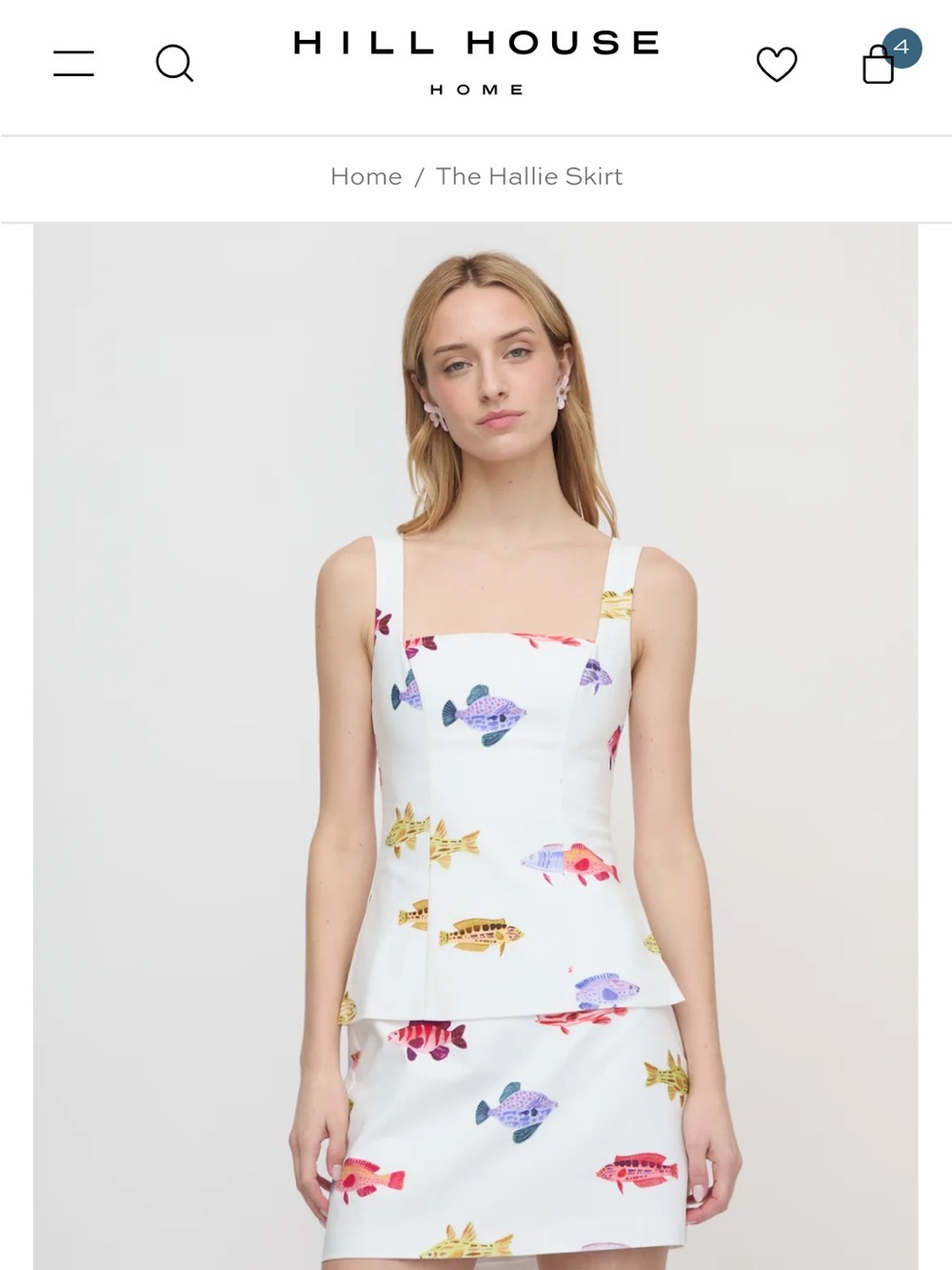 Hill House White fish Hallie skirt small